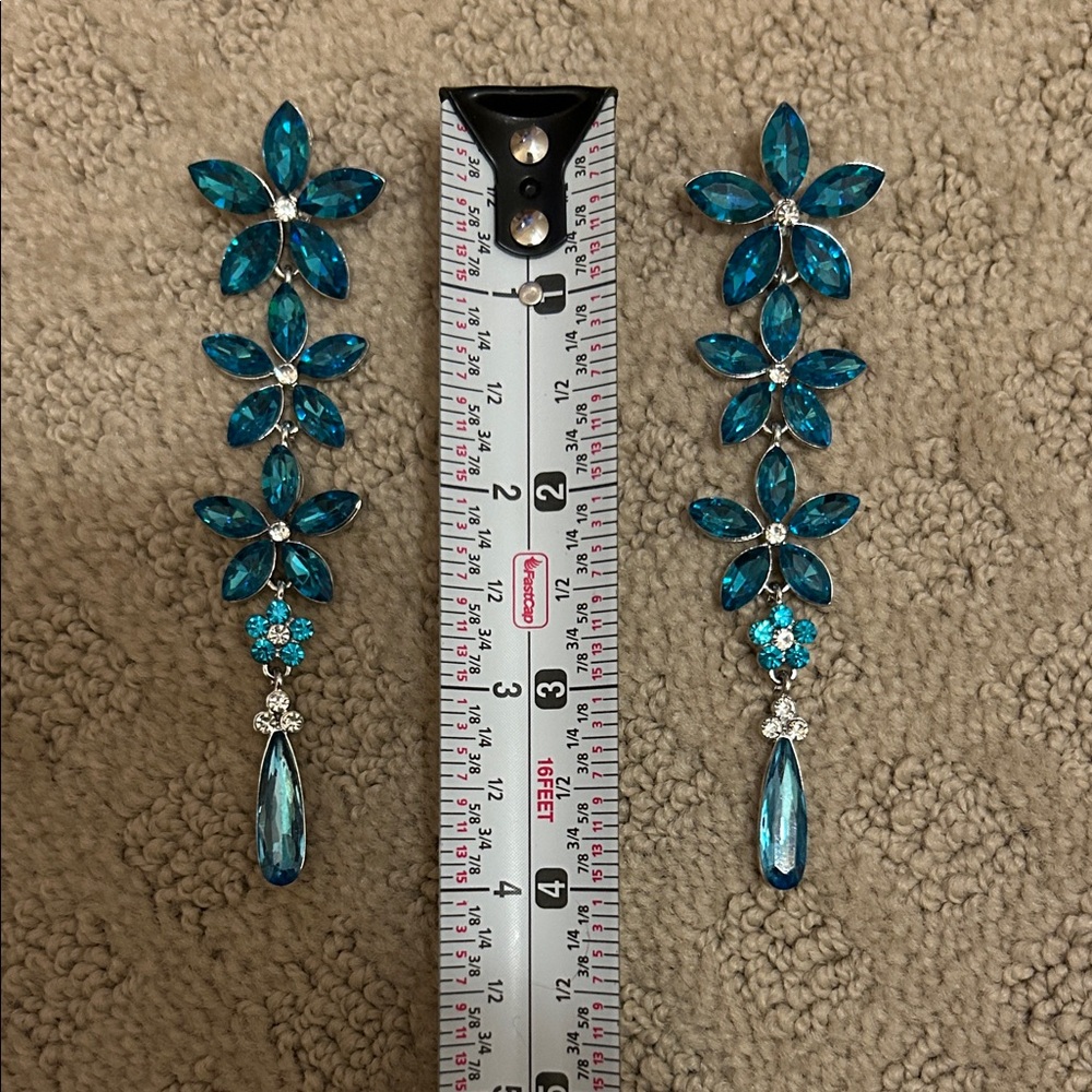 Elegant Blue Crystal Drop Earrings